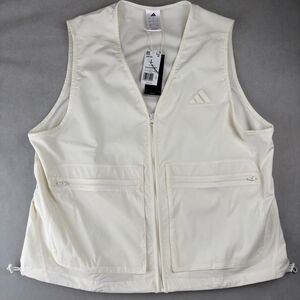 Adidas Woven Vest Men L Sportswear Full Zip Utility Mesh Camp Pockets JN8700 NWT
